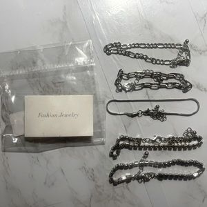 Silver Fashion Bracelets-5 Pairs